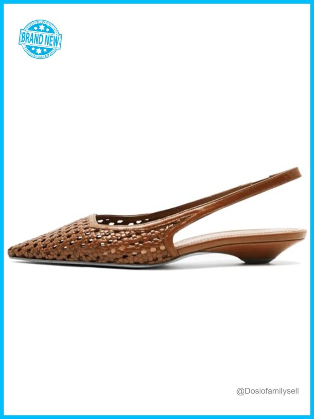 Slingback Heels Women Pointed Toe Woven Low Kitten Heel Braided Pumps